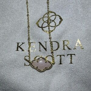 Kendra Scott Gold Abbie Necklace with Rose Quartz Pendant